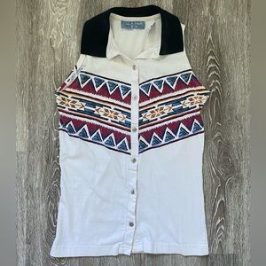 Western Sleeveless Button-Down Shirt
